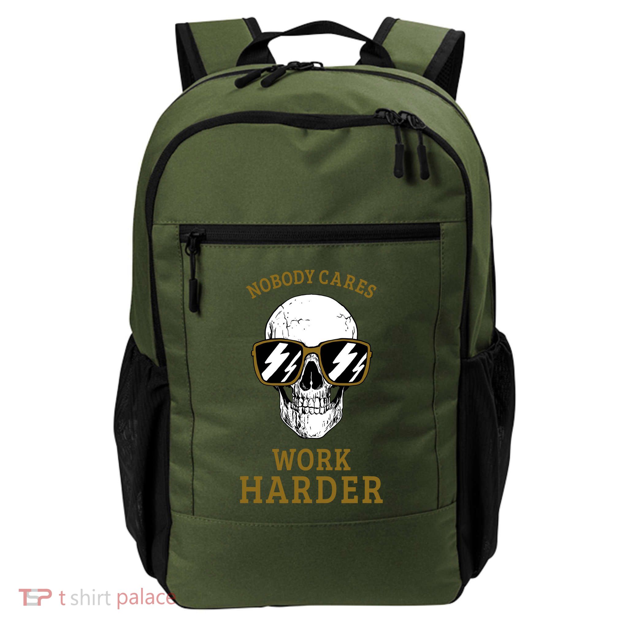 Nobody Cares Work Harder Skull Motivational Workout Backpack