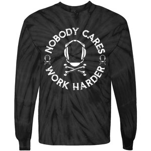 Nobody Cares Work Harder Wrestling Headgear Skull Bones Tie-Dye Long Sleeve Shirt