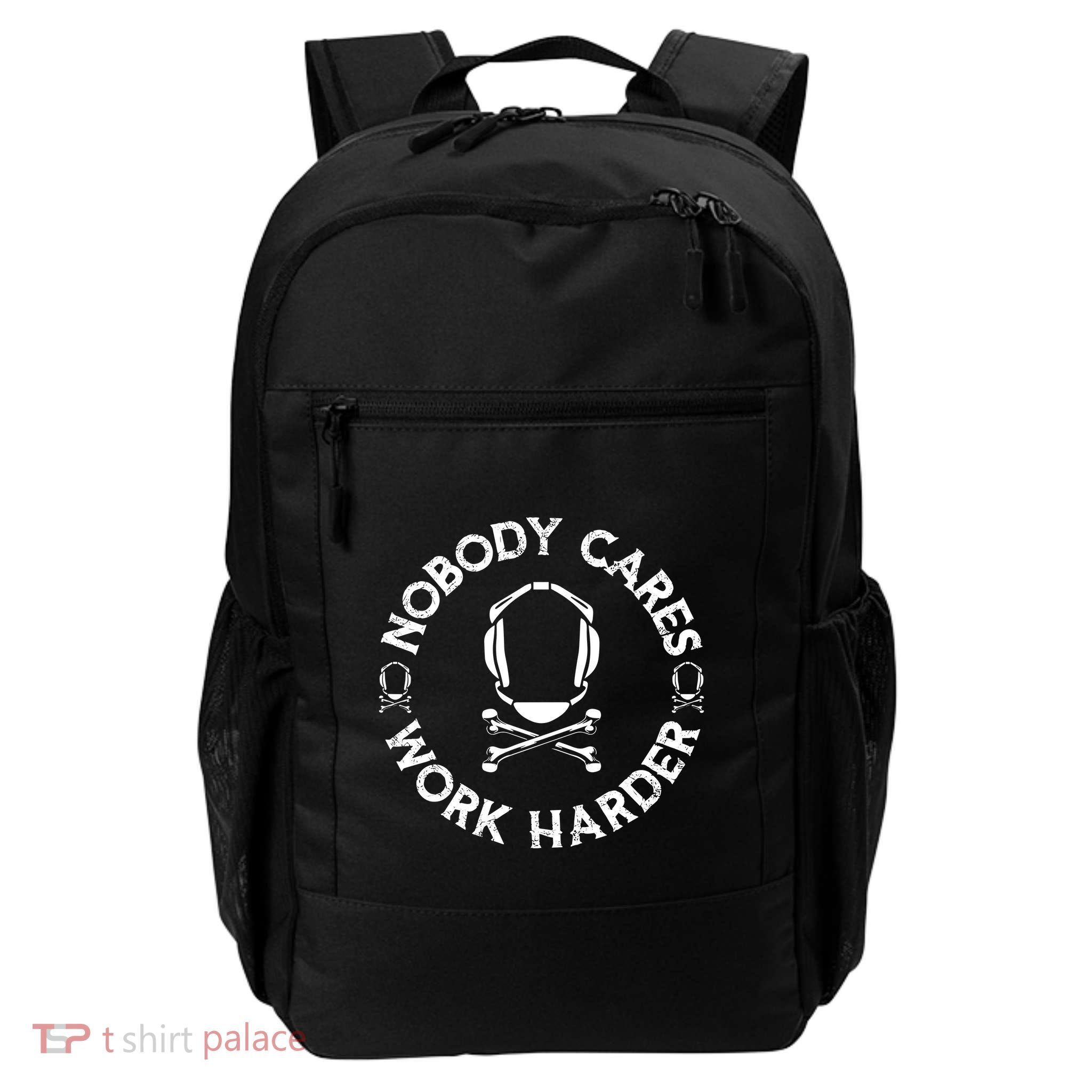 Nobody Cares Work Harder Wrestling Headgear Skull Bones Daily Commute Backpack