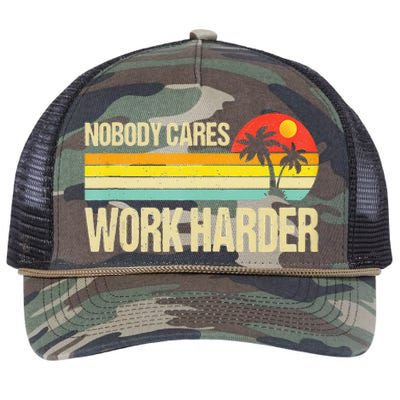 Nobody Cares Work Harder Motivational Fitness Workout Gym Retro Rope Trucker Hat Cap