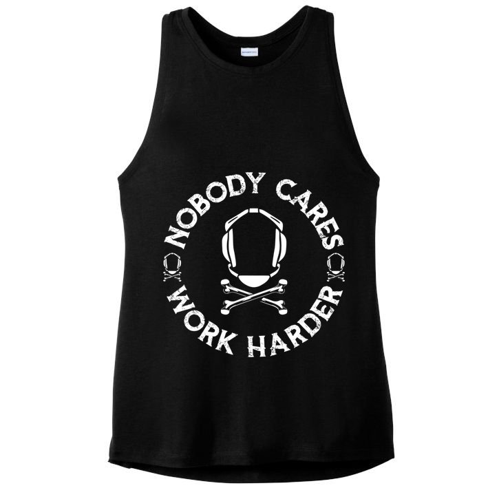 Nobody Cares Work Harder Wrestling Headgear Skull Bones Ladies PosiCharge Tri-Blend Wicking Tank