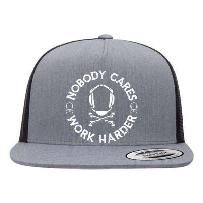 Nobody Cares Work Harder Wrestling Headgear Skull Bones Flat Bill Trucker Hat