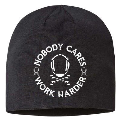 Nobody Cares Work Harder Wrestling Headgear Skull Bones Sustainable Beanie