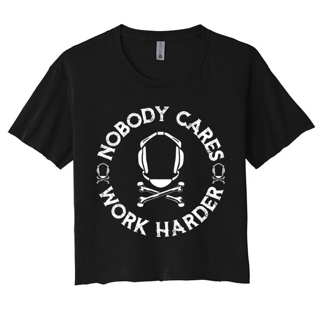Nobody Cares Work Harder Wrestling Headgear Skull Bones Crop Top