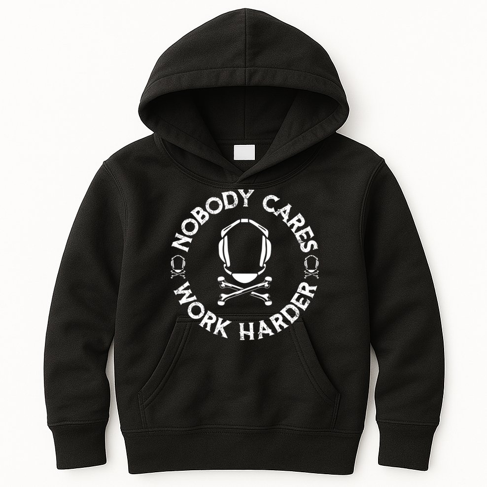 Nobody Cares Work Harder Wrestling Headgear Skull Bones Kids Hoodie