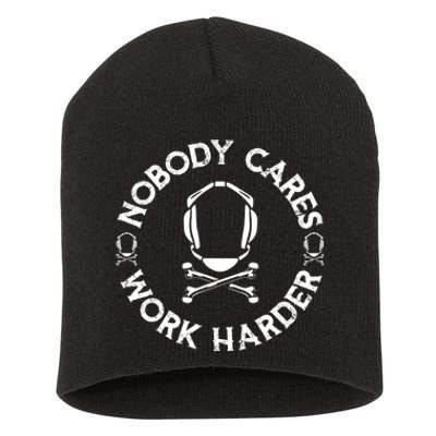 Nobody Cares Work Harder Wrestling Headgear Skull Bones Short Acrylic Beanie