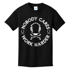 Nobody Cares Work Harder Wrestling Headgear Skull Bones Kids T-Shirt