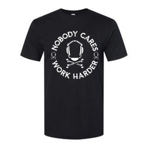 Nobody Cares Work Harder Wrestling Headgear Skull Bones Softstyle CVC T-Shirt