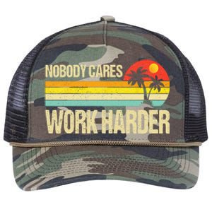 Nobody Cares Work Harder Motivational Fitness Workout Gym Retro Rope Trucker Hat Cap