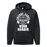 Nobody Cares Work Harder Motivational Fitness Gym Workout Performance Fleece Hoodie