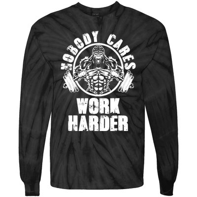 Nobody Cares Work Harder Motivational Fitness Gym Workout Tie-Dye Long Sleeve Shirt