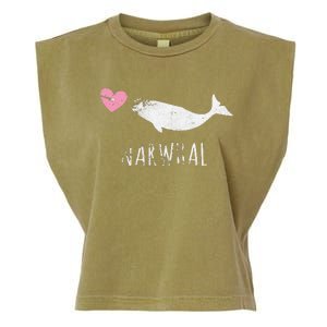 Narwhal Cute Whale Sea Ocean Love Garment-Dyed Women's Muscle Tee