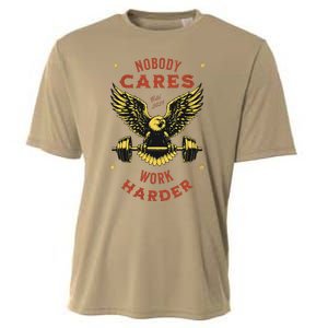 Nobody Cares Work Harder Eagle Fitness Gym Workout Gift Cooling Performance Crew T-Shirt