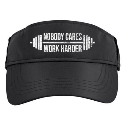 NOBODY CARES WORK HARDER BARBELL WEIGHT TRAINING Adult Drive Performance Visor