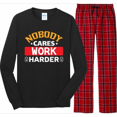 Nobody Cares Work Harder Long Sleeve Pajama Set