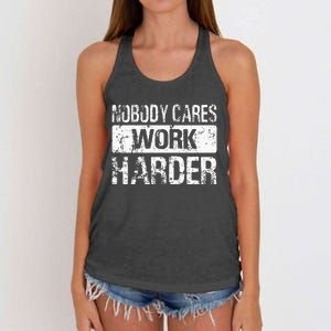 Nobody Cares Work Harder Gym Fitness Workout Motivation Women's Knotted Racerback Tank