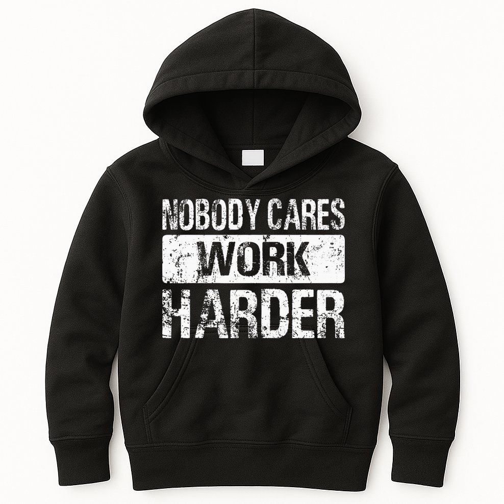 Nobody Cares Work Harder Gym Fitness Workout Motivation Kids Hoodie