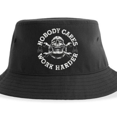 Nobody Cares Work Harder Skull Mechanic Engineer Sustainable Bucket Hat