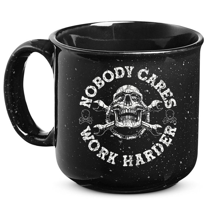 Nobody Cares Work Harder Skull Mechanic Engineer 15oz Campfire Ceramic Mug