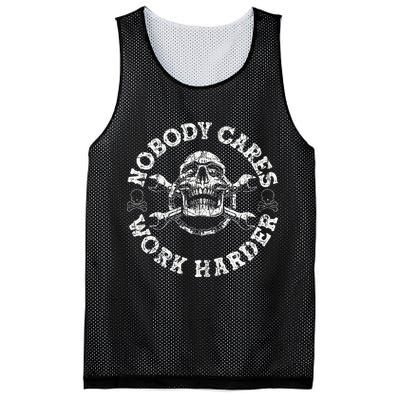 Nobody Cares Work Harder Skull Mechanic Engineer Mesh Reversible Basketball Jersey Tank