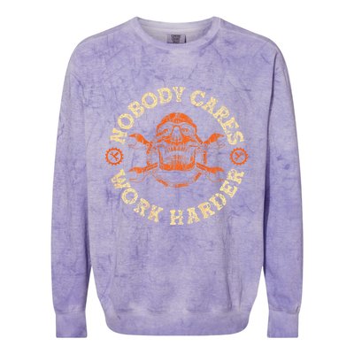 Nobody Cares Work Harder Skull Mechanic Engineer Colorblast Crewneck Sweatshirt