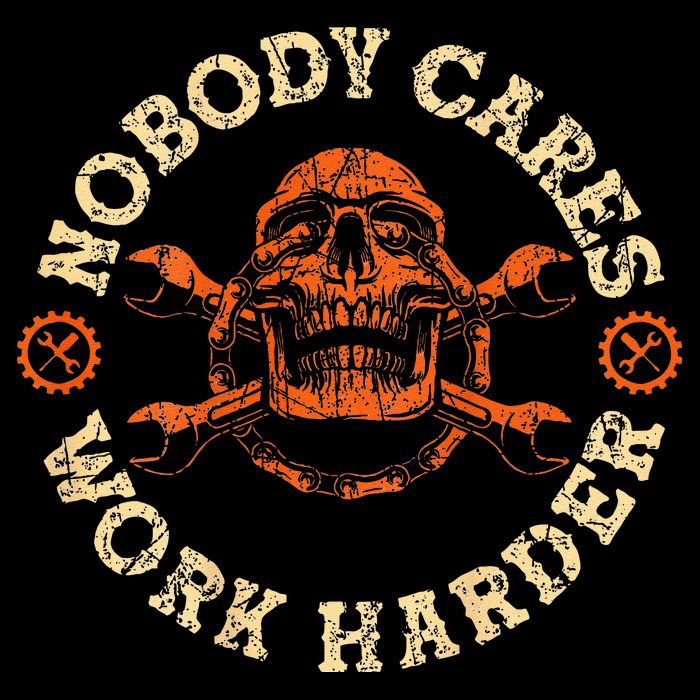 Nobody Cares Work Harder Skull Mechanic Engineer Stripe Pom Pom Beanie