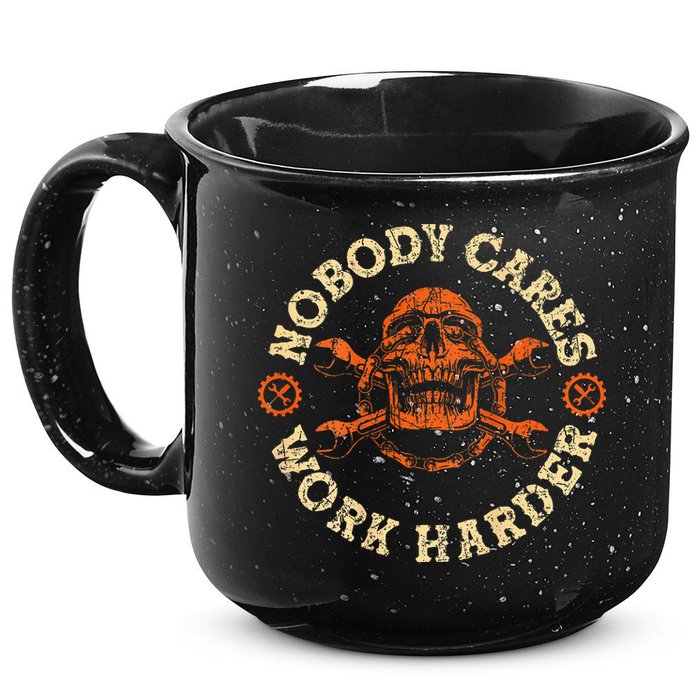 Nobody Cares Work Harder Skull Mechanic Engineer 15oz Campfire Ceramic Mug