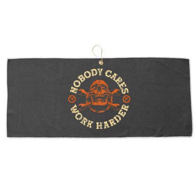 Nobody Cares Work Harder Skull Mechanic Engineer Large Microfiber Waffle Golf Towel