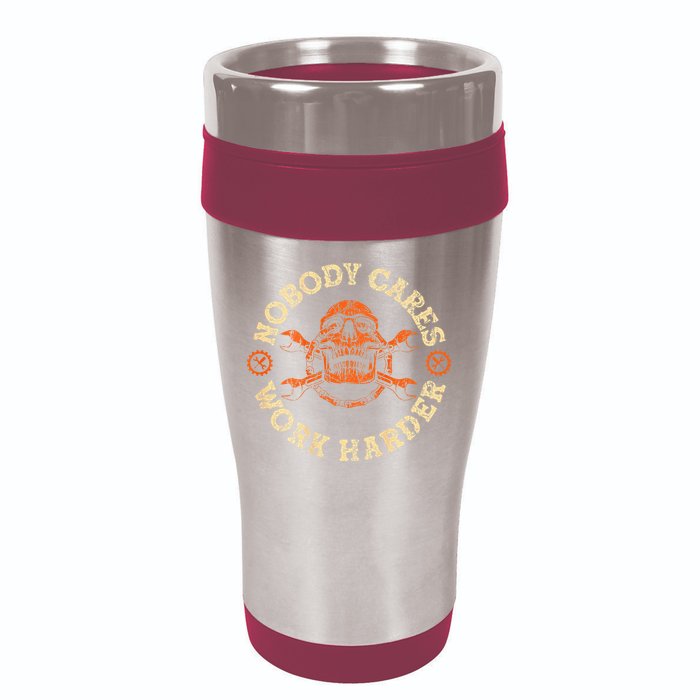Nobody Cares Work Harder Skull Mechanic Engineer 16oz Travel Tumbler