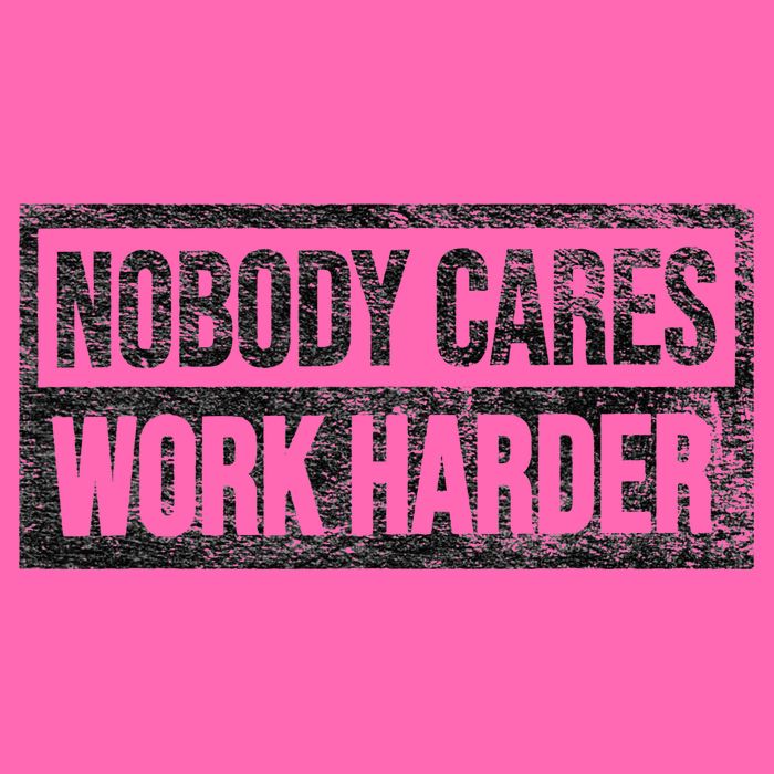 NOBODY CARES WORK HARDER Stripe Pom Pom Beanie