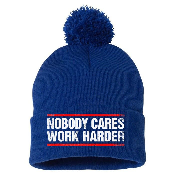 Nobody Cares Work Harder Fitness Workout Gym Pom Pom 12in Knit Beanie