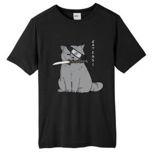 Ninja Cat With Samurai Sword In Mouth Tall Fusion ChromaSoft Performance T-Shirt