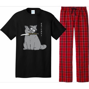 Ninja Cat With Samurai Sword In Mouth Pajama Set