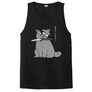 Ninja Cat With Samurai Sword In Mouth PosiCharge Competitor Tank