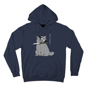 Ninja Cat With Samurai Sword In Mouth Hoodie