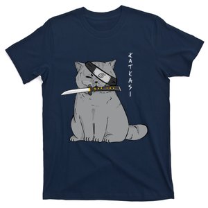 Ninja Cat With Samurai Sword In Mouth T-Shirt