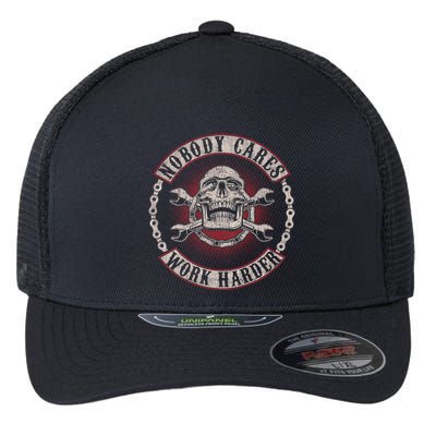 Nobody Cares Work Harder Skull Mechanic Vintage Flexfit Unipanel Trucker Cap