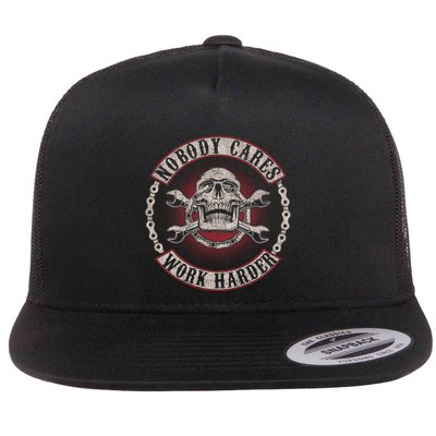 Nobody Cares Work Harder Skull Mechanic Vintage Flatbill Hat