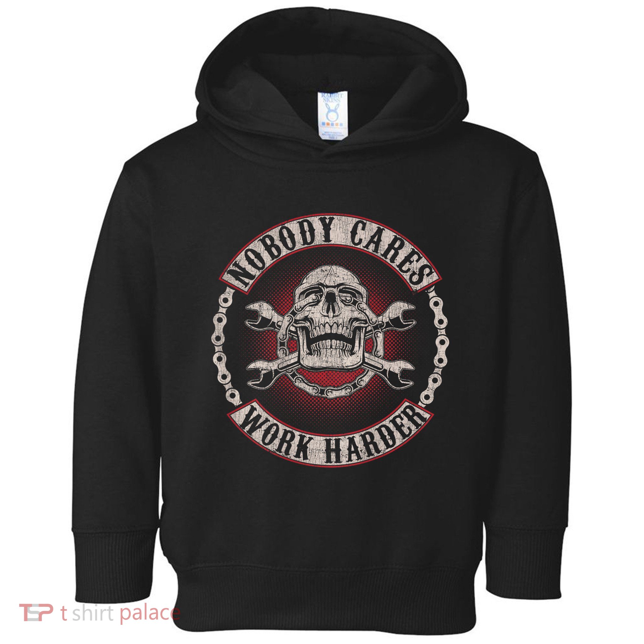 Nobody Cares Work Harder Skull Mechanic Vintage Toddler Hoodie