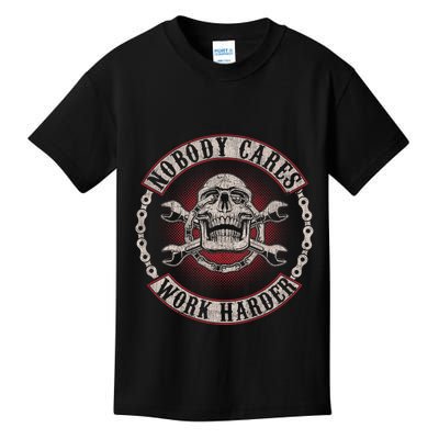 Nobody Cares Work Harder Skull Mechanic Vintage Kids T-Shirt
