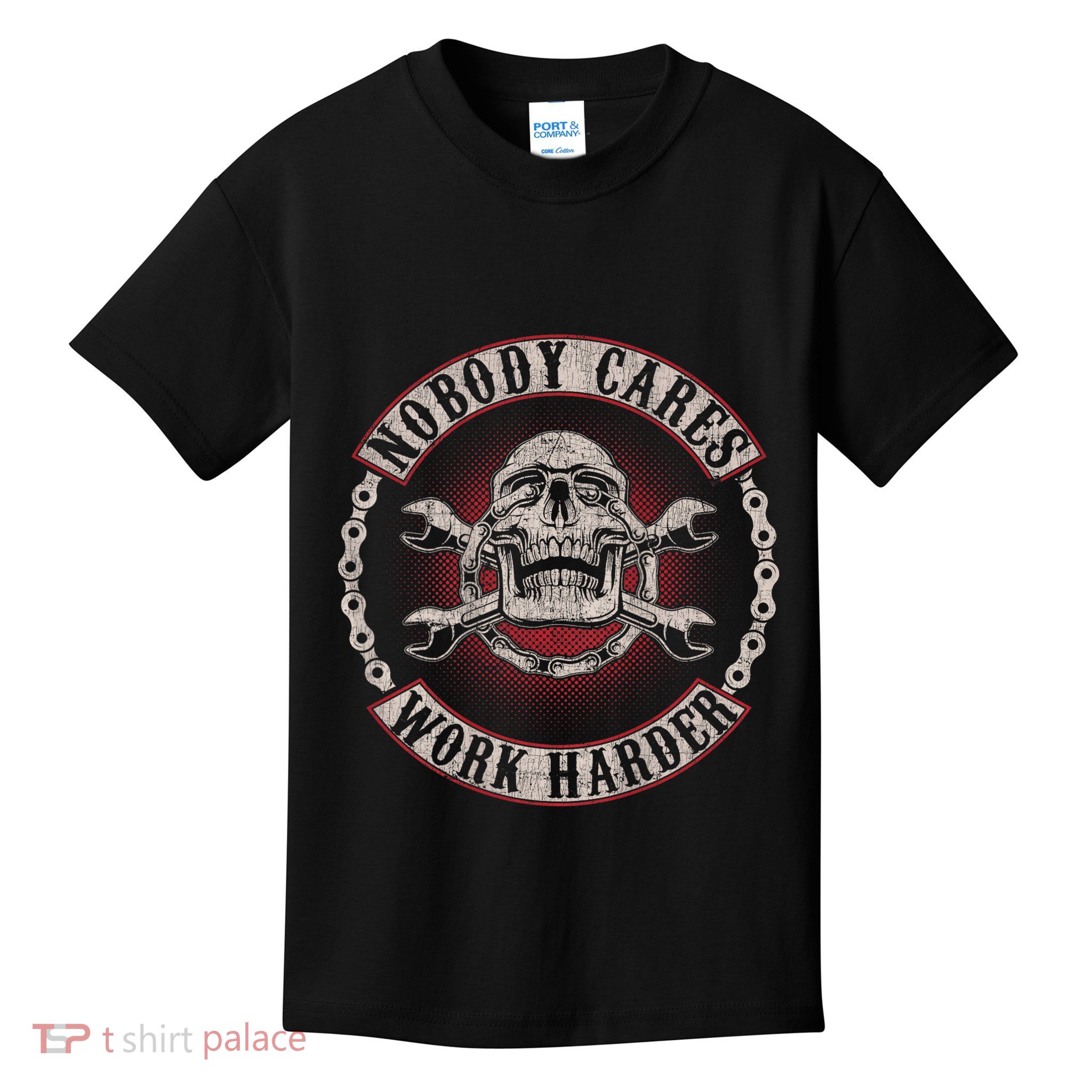Nobody Cares Work Harder Skull Mechanic Vintage Kids T-Shirt