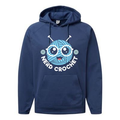 Nerd Crochet Yarn Collector Crocheting Knitting Crafty Gift Performance Fleece Hoodie