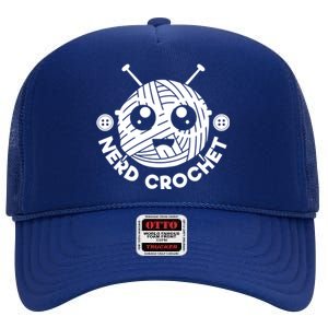 Nerd Crochet Yarn Collector Crocheting Knitting Crafty Gift High Crown Mesh Back Trucker Hat