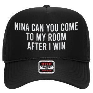 Nina Can You Come To My Room After I Win Embroidery Snapback Hat High Crown Mesh Back Trucker Hat