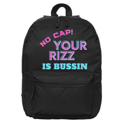 No Cap Your Rizz Is Bussin Meme Apparel 16 in Basic Backpack