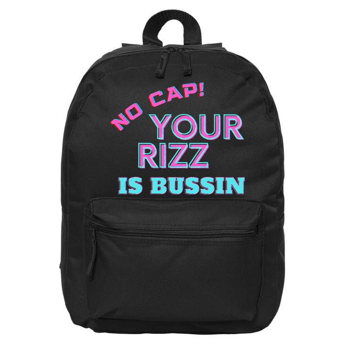 No Cap Your Rizz Is Bussin Meme Apparel 16 in Basic Backpack