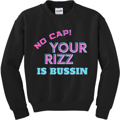 No Cap Your Rizz Is Bussin Meme Apparel Kids Sweatshirt