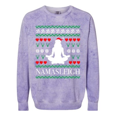 Namasleigh Christmas Yoga Om Namaste Yogi Festive Meaningful Gift Colorblast Crewneck Sweatshirt