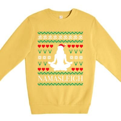 Namasleigh Christmas Yoga Om Namaste Yogi Festive Meaningful Gift Premium Crewneck Sweatshirt