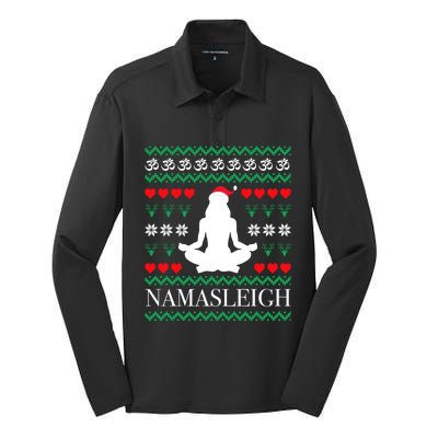 Namasleigh Christmas Yoga Om Namaste Yogi Festive Meaningful Gift Silk Touch Performance Long Sleeve Polo